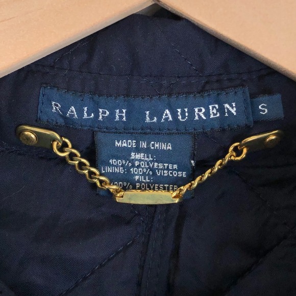 RALPH LAUREN Quilted Snap Front Jacket Women's Sz S Navy Blue Pockets Lined EUC - Picture 5 of 11